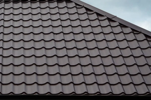 Brun Tagsten Eller Helvedesild Huset Som Baggrundsbillede Overlappende Brun Klassisk - Stock-foto