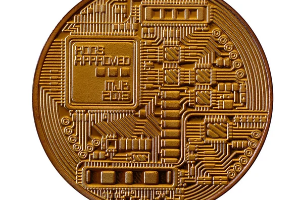 Bitcoin Una Moneda Física Moneda Digital Concepto Minería Criptomoneda Moneda — Foto de Stock