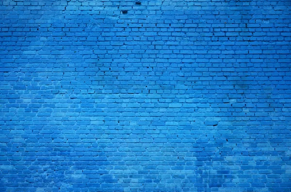 Texture Brick Wall Many Rows Bricks Painted Blue Color — Stock Photo, Image