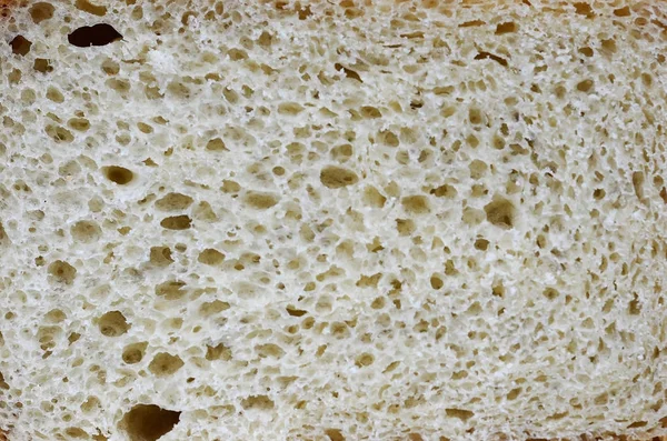 Beyaz Ekmek Doku Bir Kesim Içinde Yakından Görmek Bitmiş Hamur — Stok fotoğraf