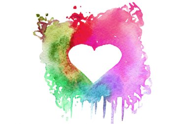 Arka plan görüntüsü farklı renkleri bir kalp şeklinde metin için yer ile rastgele bir şekli oluşturan soyut suluboya noktalar