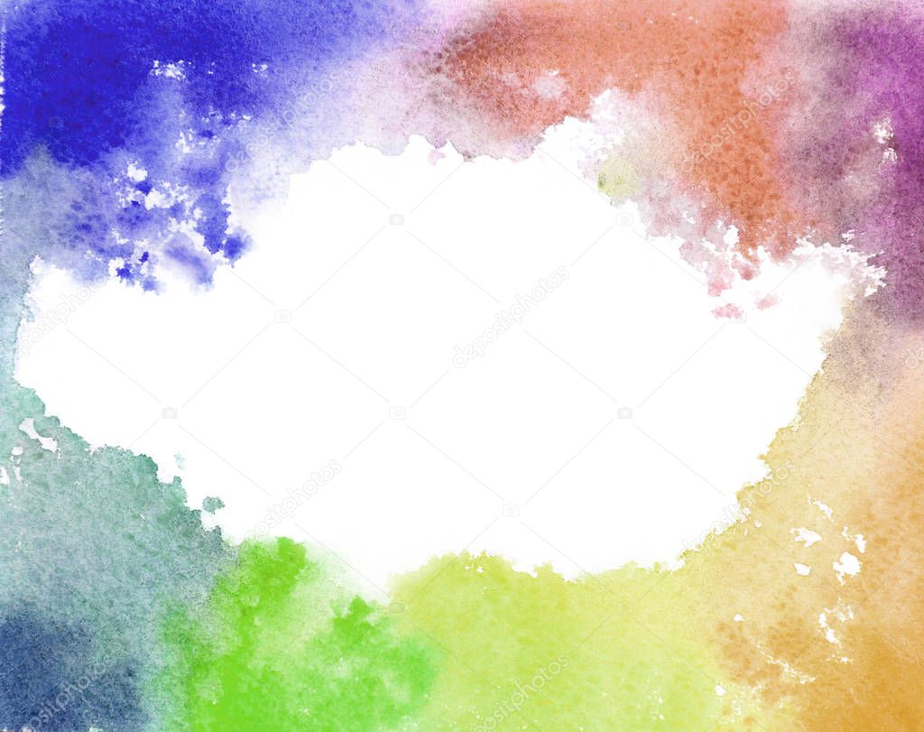 Background image of abstract watercolor stains that form random shapes of different colors