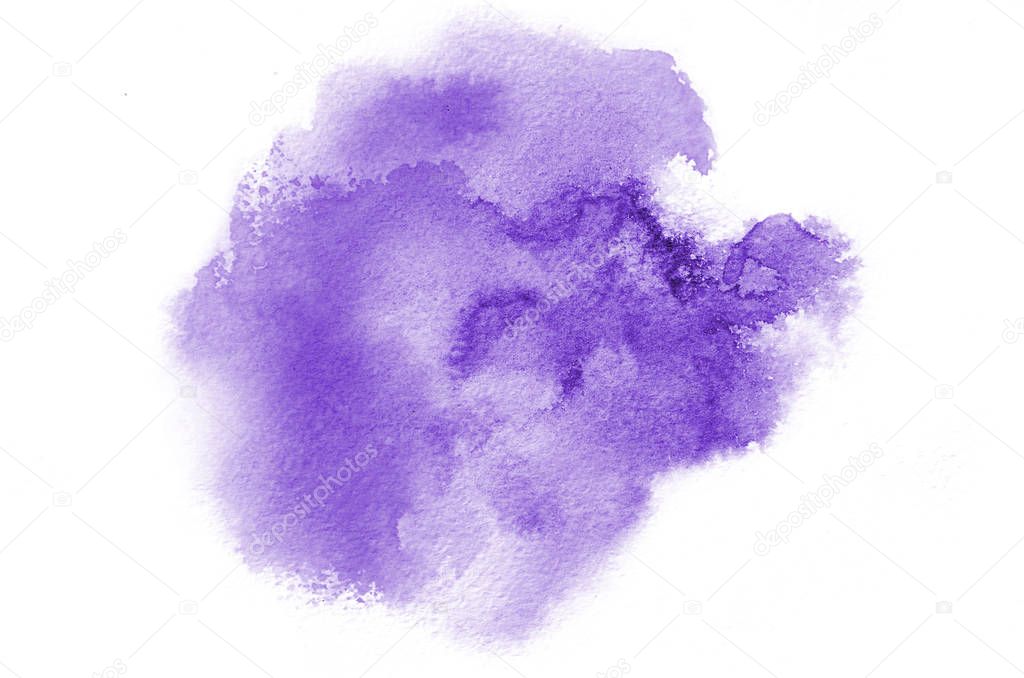 Hand drawn violet watercolor shape for your design. Creative painted background, hand made decoration