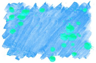 Renkli mavi yeşil turkuaz suluboya ıslak fırça boya sıvı arka plan duvar kağıdı için kartı. Aquarelle parlak renk soyut el çekilmiş kağıt doku zemin canlı öğesi web, baskı için