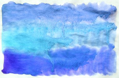 Renkli mavi suluboya ıslak fırça boya sıvı arka plan duvar kağıdı için. Aquarelle parlak renk soyut el çekilmiş kağıt doku zemin canlı öğesi web, baskı için