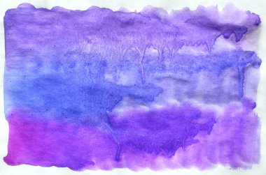 Sulu Boya ıslak arka plan. Mavi, mor, pembe ve pembe renkler. Suluboya arka plan. El aquarelle arka plan boyalı. Sulu Boya yıkama. Soyut resim