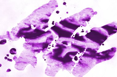 Suluboya soyut resim arka plan tasarım standart boyutlardaki dikdörtgen herhangi bir belge için. Sulu Boya parlak noktalar mor renk kompozisyonu