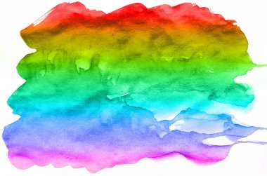 Bütün spektral renklerinin suluboya arka plan çok renkli mürekkep lekeleri. Arka plan resmi bir gökkuşağı rengi çözümde suluboya ile yapılan