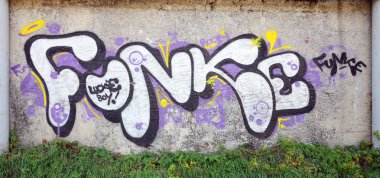 Üzerinde tasvir edilmiştir graffiti duvar dokusu. Bütün ve eksiksiz grafiti çizim tasarım 3d projeler için bir kaynak olarak görüntü