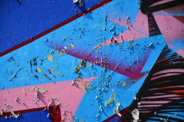 Eski duvar boyalı renkli grafiti çizim mavi sprey boyalar. Duvar yazılarını ve sokak sanat çizim Tema arka plan görüntüsü