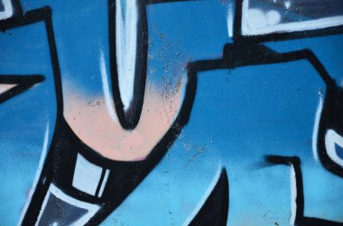Eski duvar boyalı renkli grafiti çizim mavi sprey boyalar. Duvar yazılarını ve sokak sanat çizim Tema arka plan görüntüsü