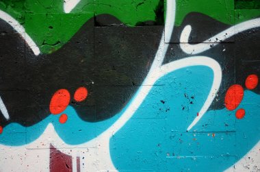 Kontür, kullanarak grafiti çizim bir parça renkli dolgu alanlar üzerinde uygulanan kutu sprey boya ile yardımıyla duvara. Sokak sanatı ve vandalizm arka plan doku