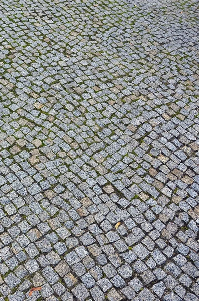 Photo of a platform made of paving stones of a square shape. Top view