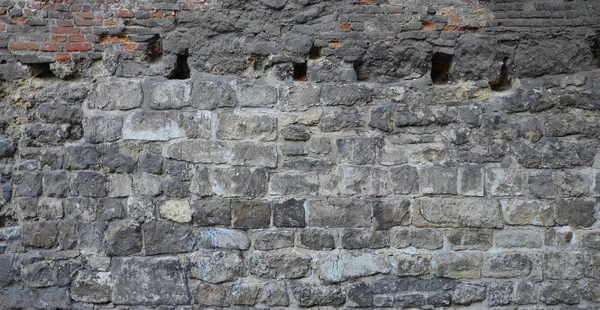 Grande Parede Pedra Antigo Castelo Lviv Ucrânia — Fotografia de Stock