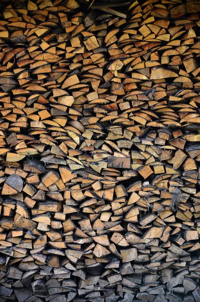 Lot Dry Chopped Firewood Stacked Period Preparation Furnace — Stock Photo, Image