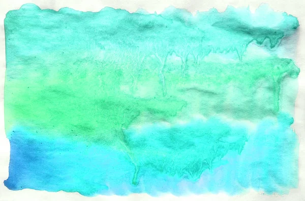 水彩には 背景が濡れています 青緑色の色 水彩の抽象的な背景 手描きの Aquarelle 水彩を洗ってください 抽象絵画 — ストック写真
