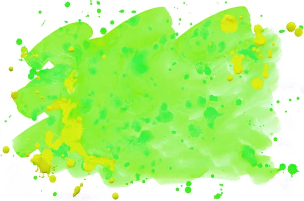 Colorido Verde Amarelo Aquarela Pincel Molhado Pintar Fundo Líquido Para — Fotografia de Stock