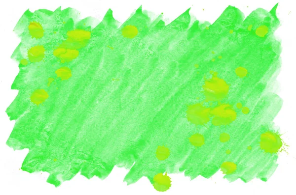 Барвистий Зелений Жовтий Акварельний Мокрий Пензлик Фарбує Рідкий Фон Шпалер — стокове фото