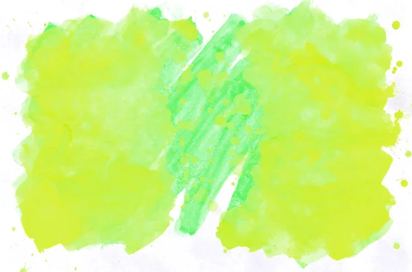 Színes Zöld Sárga Akvarell Vizes Ecsettel Festék Folyékony Háttér Tapéta — Stock Fotó