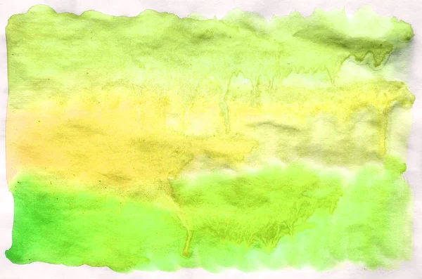 Akwarela Mokre Podłoże Kolory Zielony Żółty Akwarela Streszczenie Tło Ręcznie — Zdjęcie stockowe