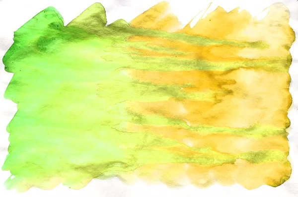 五颜六色的绿色和黄色水彩湿的刷油漆液体壁纸背景 水彩画炫彩色彩抽象手抽的纸纹理背景生动元素为 Web — 图库照片