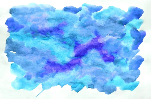 五颜六色的蓝色水彩湿的刷漆液背景壁纸 水彩画炫彩色彩抽象手抽的纸纹理背景生动元素为 Web — 图库照片