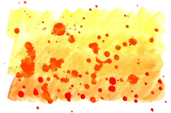 五颜六色的黄色 橙色和红色水彩湿的刷油漆液体壁纸背景 水彩画炫彩色彩抽象手抽的纸纹理背景生动元素为 Web — 图库照片