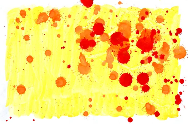 Colorful Yellow Orange Red Watercolor Wet Brush Paint Liquid Background — Stock Photo, Image