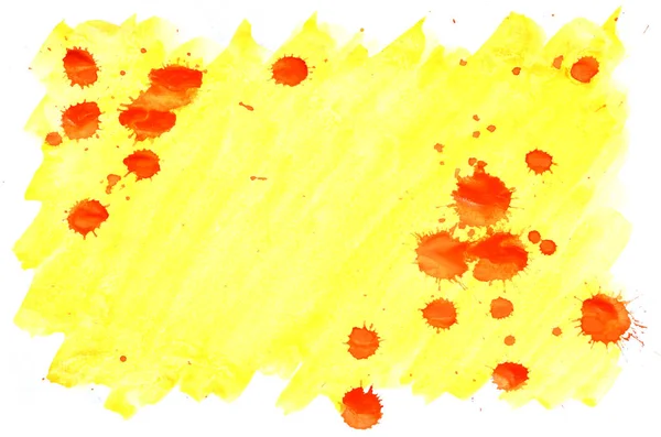 Барвистий Жовтий Помаранчевий Червоний Акварельний Мокрий Пензлик Фарбує Рідкий Фон — стокове фото