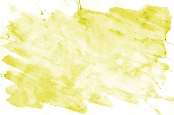 Aquarelle Jaune Coloré Peinture Pinceau Humide Fond Liquide Pour Papier — Photo