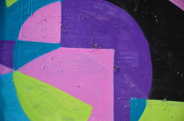 Старая Стена Окрашенная Цветные Граффити Рисует Зеленые Аэрозольные Краски Фоновое — стоковое фото