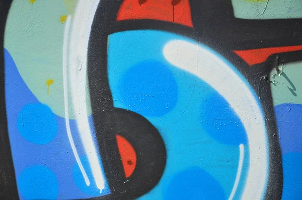 Old Wall Painted Color Graffiti Drawing Blue Aerosol Paints Background — Stock Photo, Image