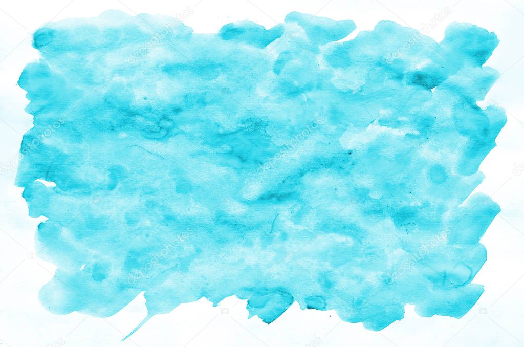 Colorful blue watercolor wet brush paint liquid background for wallpaper, card. Aquarelle bright color abstract hand drawn paper texture backdrop vivid element for web, print