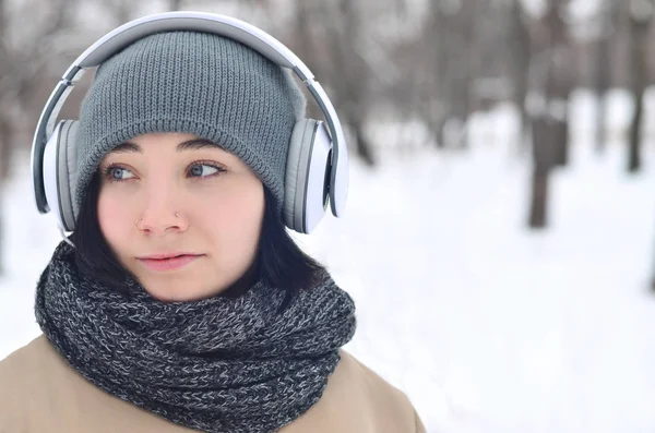 Porträt Von Ziemlich Attraktiven Kaukasischen Gepiercten Mädchen Hipster Winter Park — Stockfoto