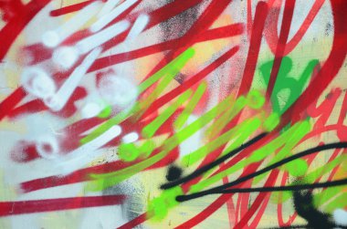 Sprey boya ile duvar uygulanan yakın çekim parçası bir grafiti çizim. Arka plan resmini ve renkli alanları modern bir bileşimi. Sokak sanatı kavramı