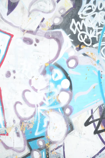 Крупный План Рисунка Граффити Нанесенного Стену Аэрозольной Краской Стена Испорчена — стоковое фото