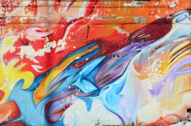 Beton duvarda soyut grafiti resimleri var. Arkaplan dokusu
