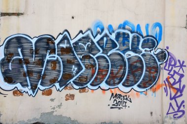 Eski duvar boyalı renkli grafiti sprey boya ile çizim içinde. Duvar yazılarını ve sokak sanat çizim Tema arka plan görüntüsü