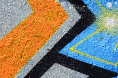 Eski duvar boyalı renkli grafiti çizim mavi sprey boyalar. Duvar yazılarını ve sokak sanat çizim Tema arka plan görüntüsü