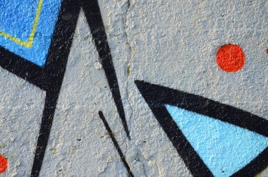 Eski duvar boyalı renkli grafiti çizim mavi sprey boyalar. Duvar yazılarını ve sokak sanat çizim Tema arka plan görüntüsü