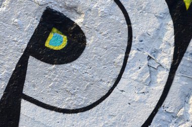 Eski duvar rengi grafiti çizim kırmızı sprey boya boyalı. Duvar yazılarını ve sokak sanat çizim Tema arka plan görüntüsü