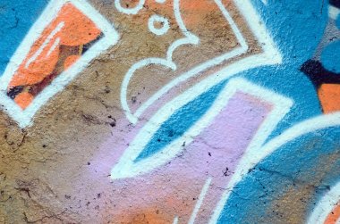 Eski duvar rengi grafiti çizim kırmızı sprey boya boyalı. Duvar yazılarını ve sokak sanat çizim Tema arka plan görüntüsü