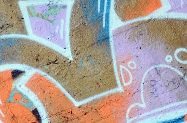 Eski duvar rengi grafiti çizim kırmızı sprey boya boyalı. Duvar yazılarını ve sokak sanat çizim Tema arka plan görüntüsü