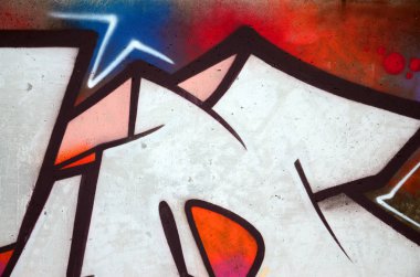 Eski duvar rengi grafiti çizim kırmızı sprey boya boyalı. Duvar yazılarını ve sokak sanat çizim Tema arka plan görüntüsü