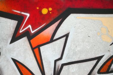 Eski duvar rengi grafiti çizim kırmızı sprey boya boyalı. Duvar yazılarını ve sokak sanat çizim Tema arka plan görüntüsü