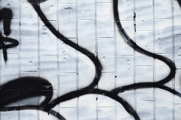 Fragment Graffiti Pattern Applied Wall Cold Tiles Which Covered Fine — Stock Photo, Image