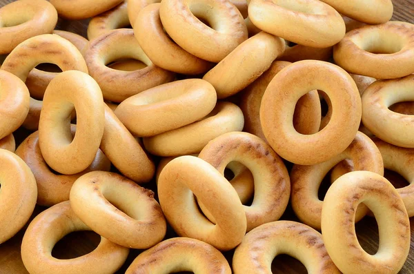 Close Photo Fresh Yellow Bagels Popular Kind Flour Products One — Stock Photo, Image