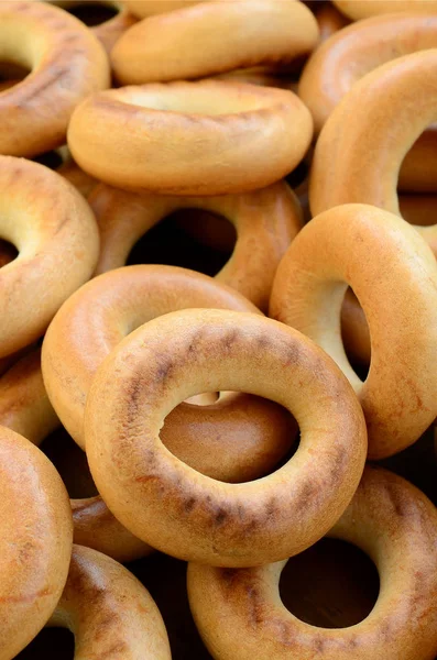 Nahaufnahme Von Frischen Gelben Bagels Eine Beliebte Art Von Mehlprodukten — Stockfoto