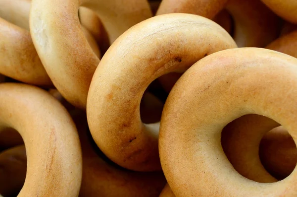 Foto Cerca Rosquillas Amarillas Frescas Tipo Popular Productos Harineros Una —  Fotos de Stock