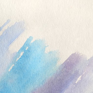 Arka plan illüstrasyon üç sulu boya vuruş şeklinde soğuk mavi ve mor tonlarda gerçekleştirilen